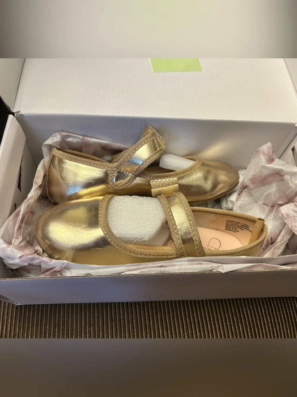 Size 11 Jessica Simpson Metallic Gold Bow Strap Girls' Dress Flats